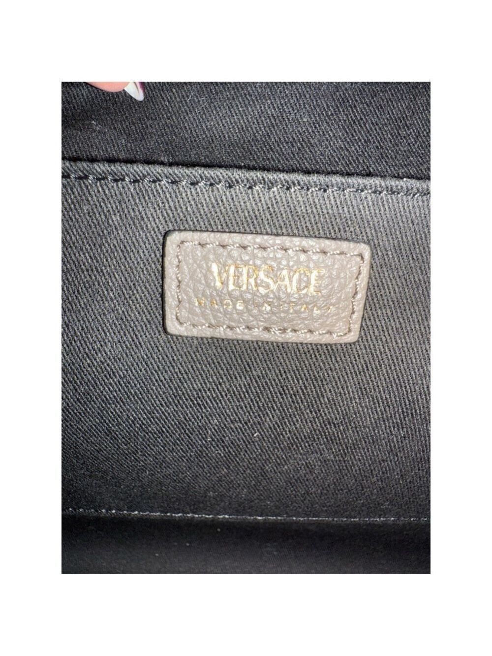 Versace Virtus Grainy Calf Leather Grey Large Top Handle Bag NWT $ 2100 Retail - Picture 6 of 10